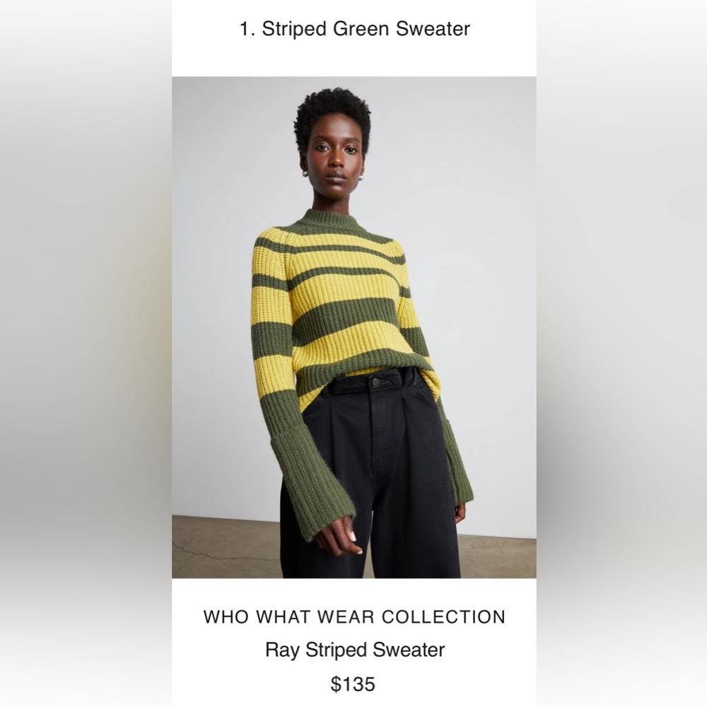 Who What Wear Striped Green Sweater
